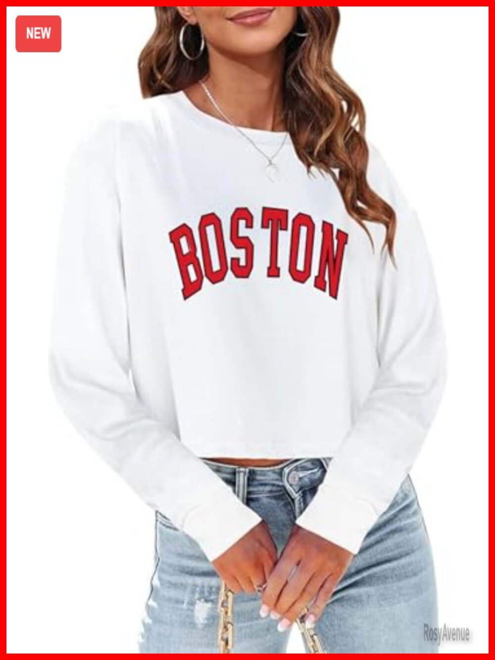 Womens Cropped Crewneck Graphic Sweatshirt Long Sleeve Loose Pullover Top